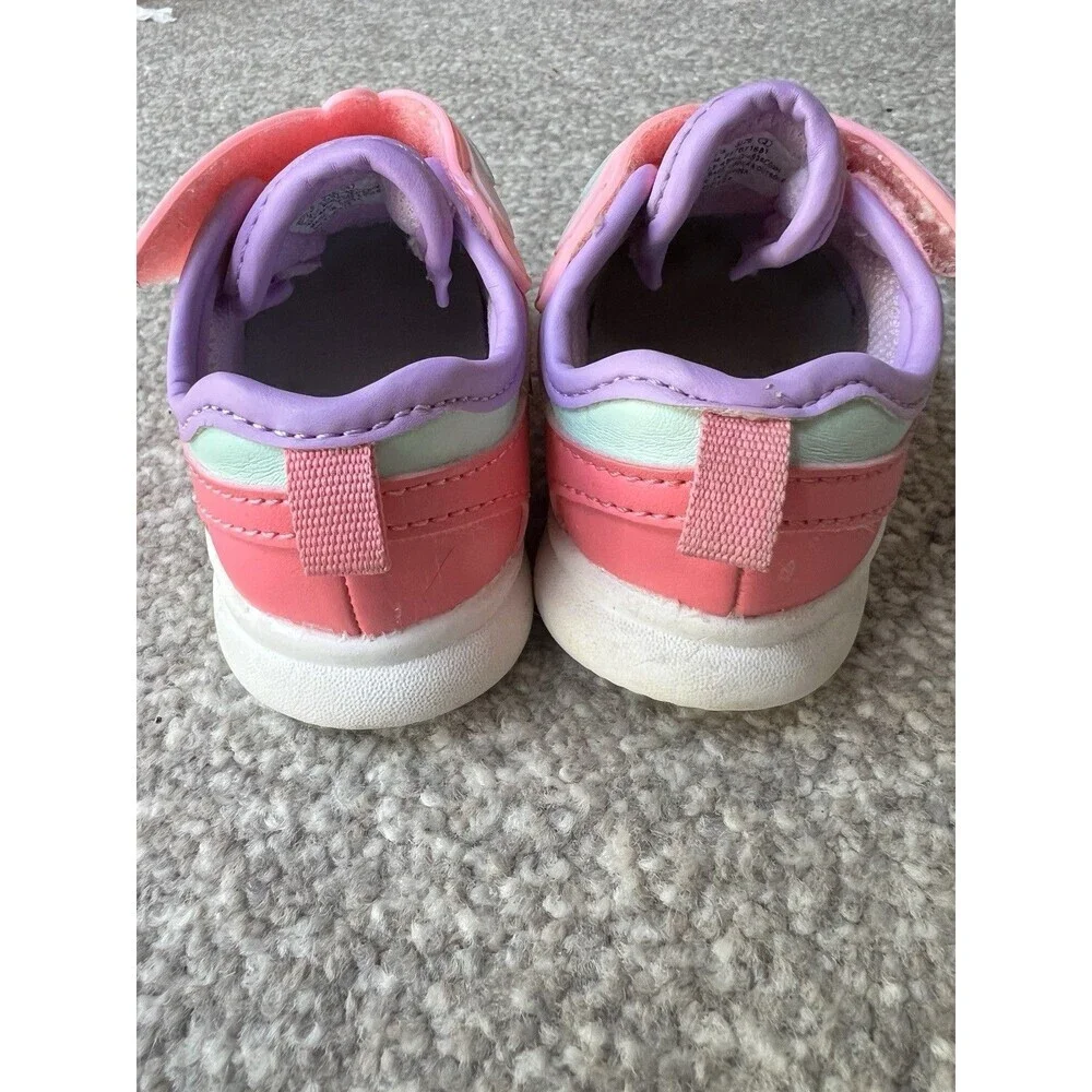 Carter's Girls Pink Butterfly Sneakers Size 3‎ Toddler Hook and Loop